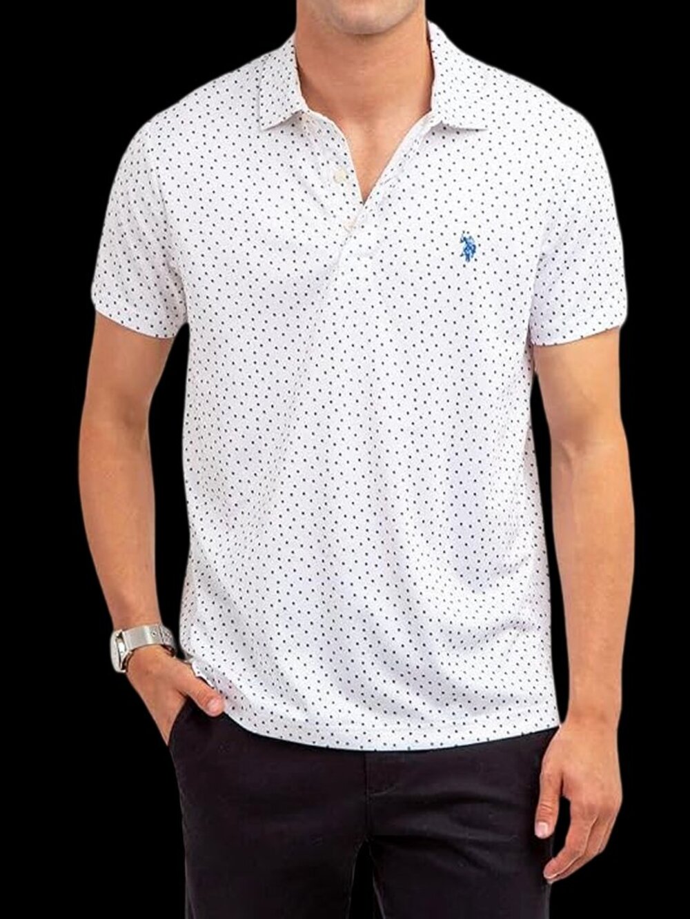 US POLO ASSN Performance Polo Shirt Golf Fitness Athletic Shadow Dot NWT White